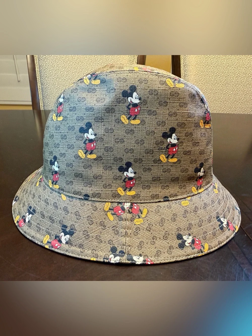 New Authentic Gucci GG x Disney Mickey Mouse Logo Bucket Hat Brown Size M - Picture 7 of 14